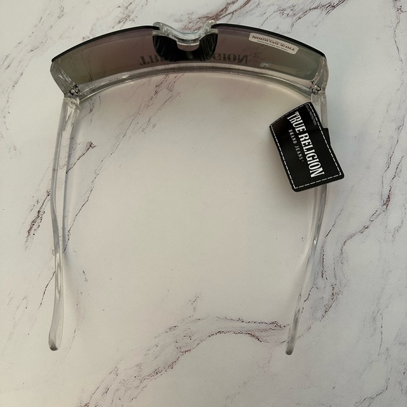 TRUE RELIGION Mirrored Shield Curved Sport Rimless Unisex Sunglasses BNWT - Picture 6 of 10